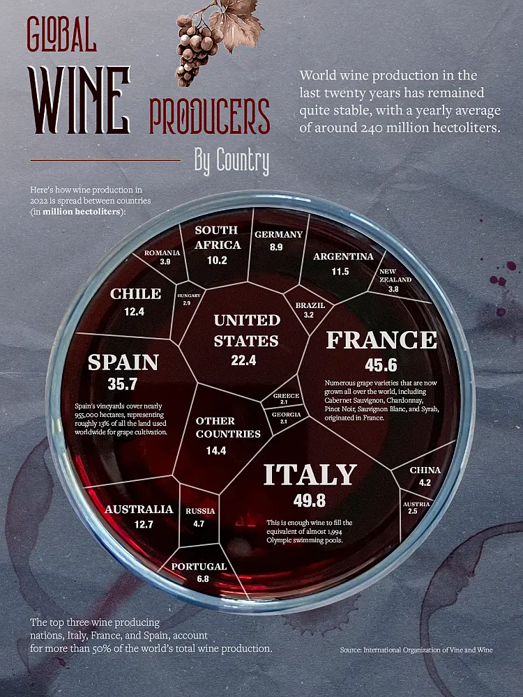 De grootste wijnproducerende landen